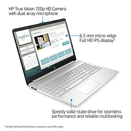 HP 15-ef1083od Laptop, 15.6" Screen, AMD Ryzen 7, 16GB Memory, 256GB Solid State Drive, Wi-Fi 6, Windows® 10, 42B65UA#ABA 