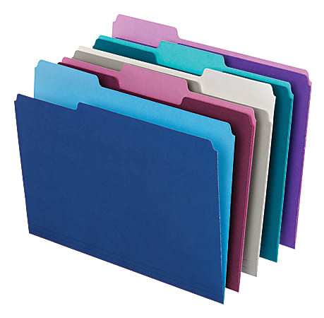 Assorted Primary Colors 100 per Box Letter Size 1/3-Cut Tab Colored File Folder 