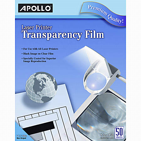 Apollo® Laser Printer Transparency Film, 8 1/2" x