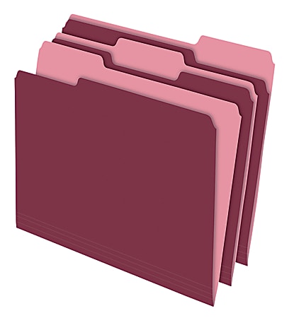 Office Depot® Brand 2-Tone Color File Folders, 1/3 Tab Cut, Letter Size, Burgundy, Pack Of 100 Folders