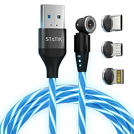 STATIK GloBright 360 Cables, 3', Blue, Pack Of 2 Cables