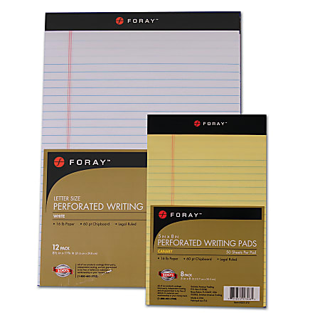 FORAY® Legal Writing Pads, 8 1/2" x 14", Legal Ruled, 50 Sheets, White, Pack Of 3