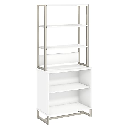 Bush Business Furniture Method 68"H Bookcase With Hutch, White, Standard Delivery