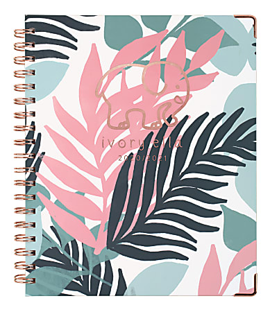 Cambridge® Ivory Ella Weekly/Monthly Academic Hardcover Planner, 8" x 10", Palm, July 2020 To June 2021, 6382-405A