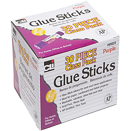 CLI Glue Sticks Class Pack - 0.28 oz - 30 / Box - Purple