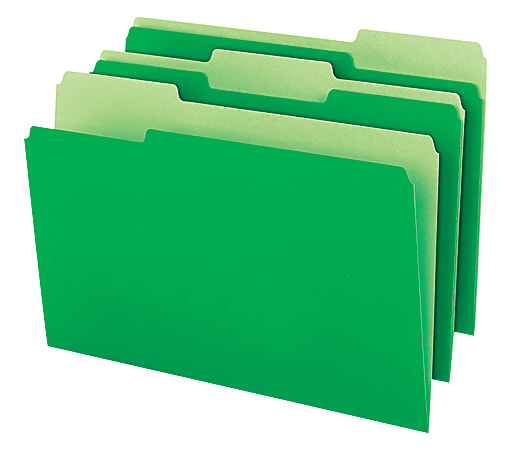 Office Depot® Brand Top Tab Color File Folders, 1/3 Cut, Legal Size, Green, Pack Of 100