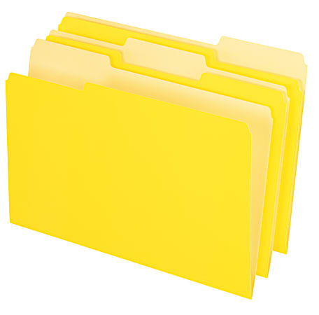 Office Depot® Brand 2-Tone Color File Folders, 1/3 Tab Cut, Legal Size, Yellow, Pack Of 100 Folders