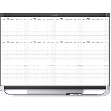 Quartet® Prestige® 2 Magnetic Dry-Erase 12 Month Calendar Board, 36" x 24", Total Erase® Surface