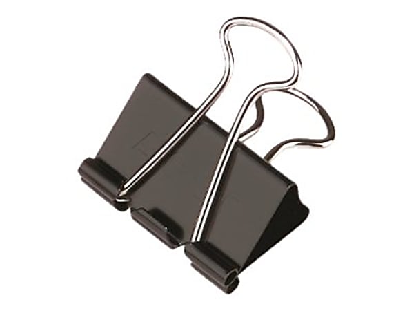 ACCO® Binder Clips, 1.25" W, 0.625" Capacity, Black/Silver, Pack Of 12