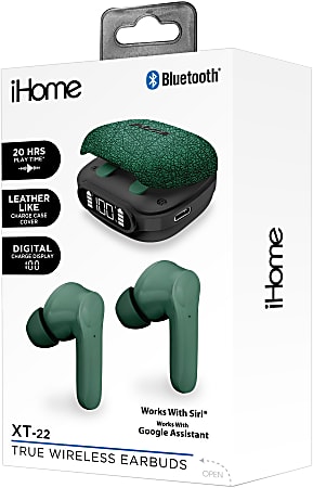Bytech iHome XT 22 True Wireless Bluetooth In Ear Earbuds Green HMAUBE237GR Office Depot