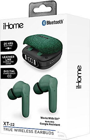 Bytech iHome XT-22 True Wireless Bluetooth In-Ear Earbuds, Green, HMAUBE237GR