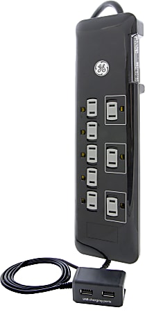 GE UltraPro 8-Outlet Surge Protector, 4' Cord, Black, 34117