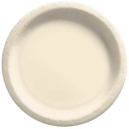 Amscan Round Paper Plates, 8-1/2”, Vanilla Crème, Pack Of 150 Plates
