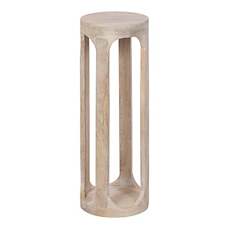 Kate and Laurel Dahl Wood Round Drink Table, 23"H x 8"W x 8"D, Whitewash