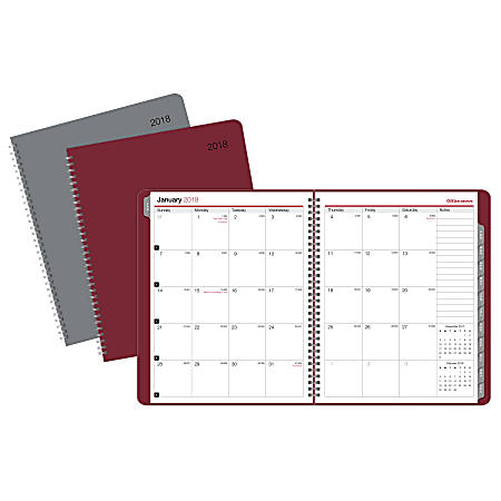 Office Depot® Brand Monthly Planner With Plastic Cover, 8" x 11", Assorted Colors, January to December 2018 (OD001610-18)
