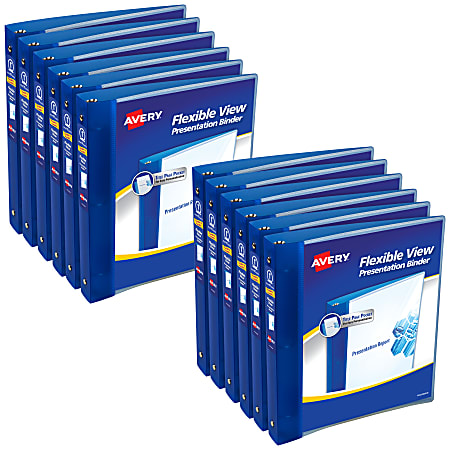 Avery Flexible View 3 Ring Binder 1 Round Rings Blue Pack Of 12
