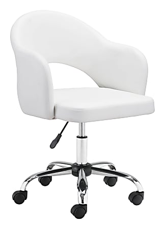 Zuo Modern Planner Faux Leather Mid-Back Office Chair, White