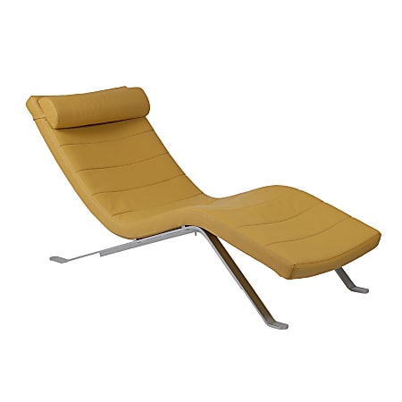 Eurostyle Gilda Faux Leather Lounge Guest Chair, Saffron/Silver