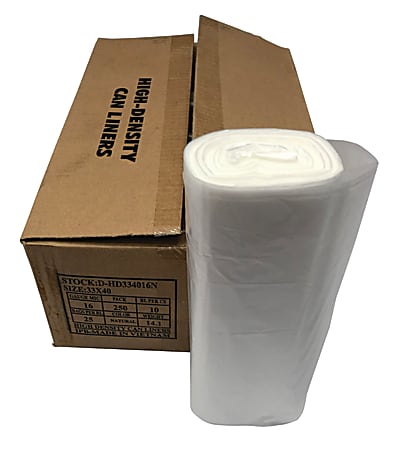 Island Plastic Bags High-Density Trash Liners, 33 Gallons, Case Of 250 Liners