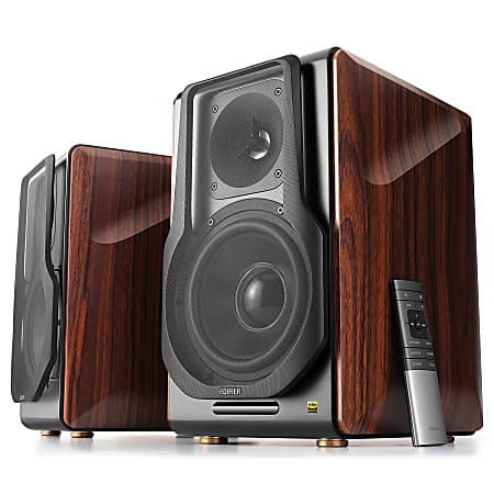 Edifier S3000Pro 156W RMS Amplified Wireless Bluetooth Bookshelf Speaker System, Brown