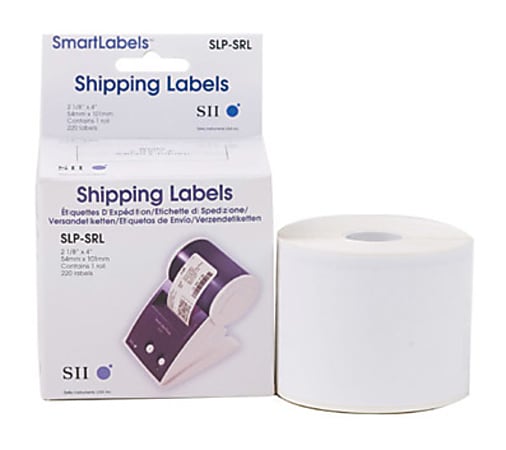 Seiko SmartLabel SLP-SRL Shipping Direct Thermal Labels, SKPSLPSRL, Rectangle, 2 1/8"W x 4"L, White, Roll Of 220 Labels