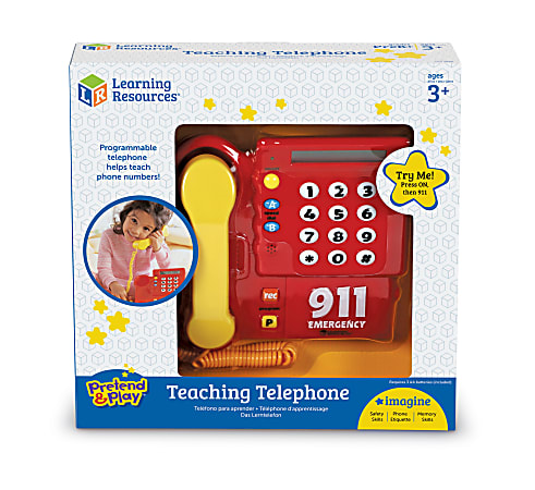 Learning Resources® Pretend & Play® Teaching Telephone®, 14 7/16"W x 10 1/8"W x 8 1/8"D, Pre-K - Grade 1