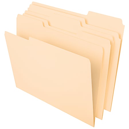 Office Depot® Brand File Folders, 1/3 Tab Cut, Assorted Position, Letter Size, Manila, Pack Of 100 Folders