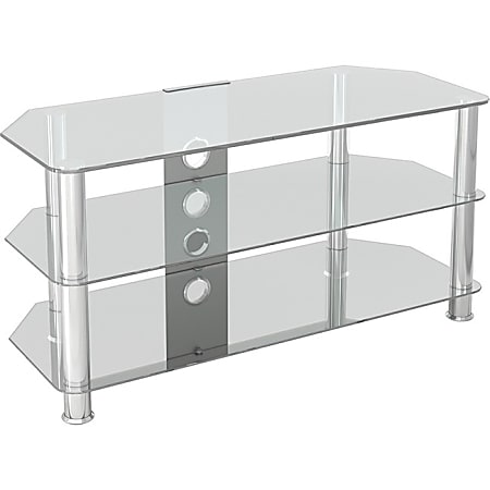 AVF SDC1000CMCC-A: Classic - Corner Glass TV Stand with Cable Management - Up to 50" Screen Support - 99.21 lb Load Capacity - 3 x Shelf(ves) - 19.7" Height x 39.4" Width x 16.5" Depth - Tempered Glass, Stainless Steel - Chrome, Clear