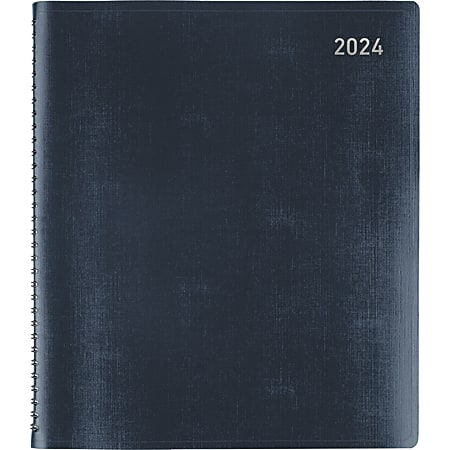 Office Depot Brand Monthly Planner, 9" x 11", Navy, January 2024 to January 2025