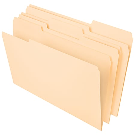 Office Depot® Brand File Folders, 1/3 Tab Cut, Legal Size, Manila, Pack Of 100 Folders