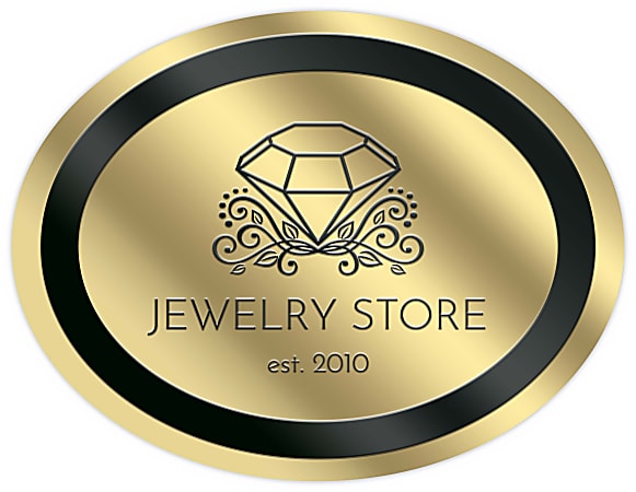 Custom 1-Color Foil-Embossed Labels And Stickers, 2-7/8" x 3-3/4" Oval, Box Of 500 Labels