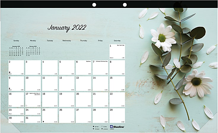 Blueline® Monthly Desk Calendar, 17-3/4" x 10-7/8", Romantic, January To December 2022, C195112