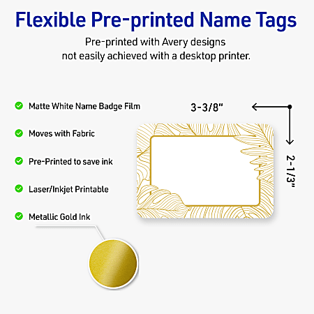 Avery Printable Adhesive Name BadgesPreprinted Designs Rectangle S00 ...