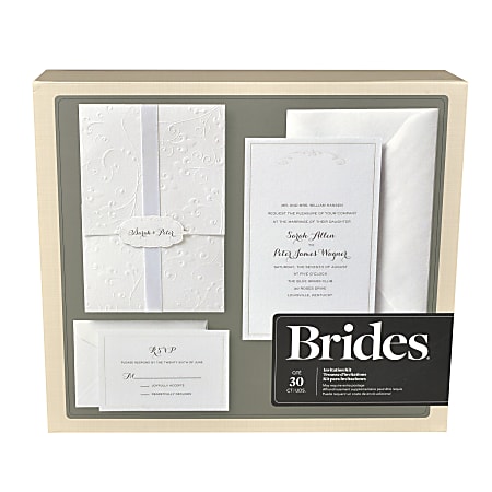BRIDES® Premium Invitation Kit, 5"W x 7"H, White, Pack Of 30