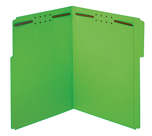 Office Depot® Brand Color Fastener File Folders, Letter Size (8-1/2" x 11"), 2" Expansion, Green, Box Of 50