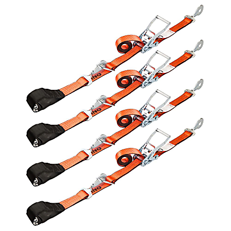 Rytash Combo Axle Tie-Down Ratchet Straps With Twisted Snap Hooks, 2" x 114", Red, Pack Of 4 Straps