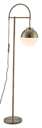Zuo Modern Waterloo Floor Lamp, 68-15/16"H, White Shade/Brushed Brass Base