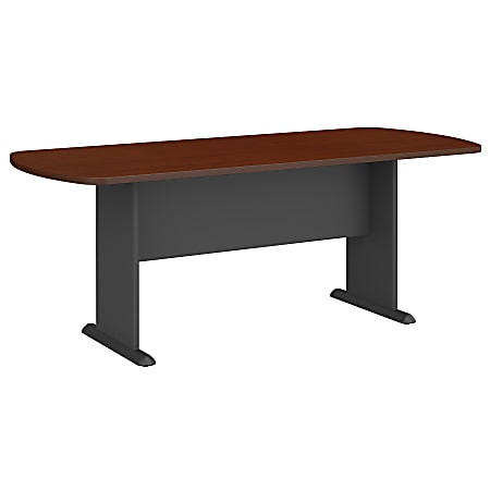 Bush Business Furniture 79"W x 34"D Racetrack Oval Conference Table, Mahogany/Graphite Gray, Premium Installation