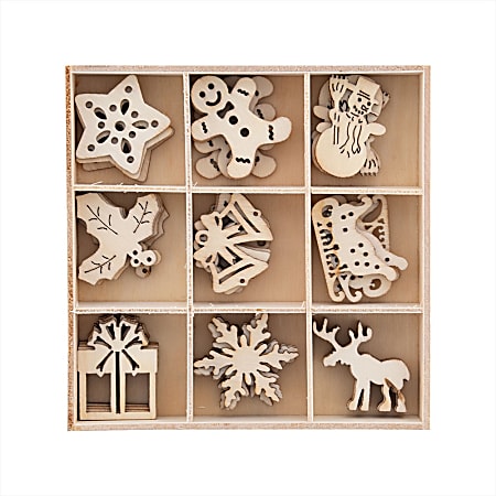 Creative Christmas Crafts, Wooden Ornaments, Set Of 9 Ornaments
