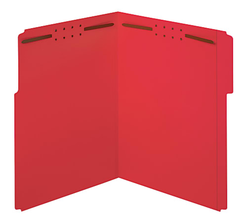 Office Depot® Brand Color Fastener File Folders, Letter Size (8-1/2" x 11"), 2" Expansion, Red, Box Of 50