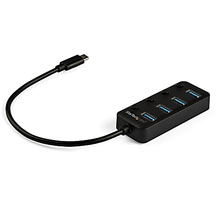 StarTech.com 4-Port USB C Hub - 4x USB-A Ports with Individual On/Off Switches - Portable USB-C to USB 3.0 Hub - HB30C4AIB