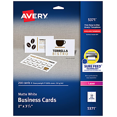 Avery® Printable Business Cards With Sure Feed® Technology