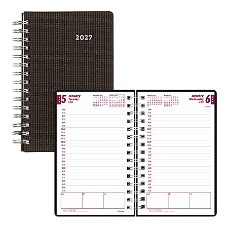 2027 Brownline DuraFlex Daily/Monthly Appointment Planner, 8" x 5", 100% Recycled, Black, January To December, CB634V.BLK, Total Qty 1