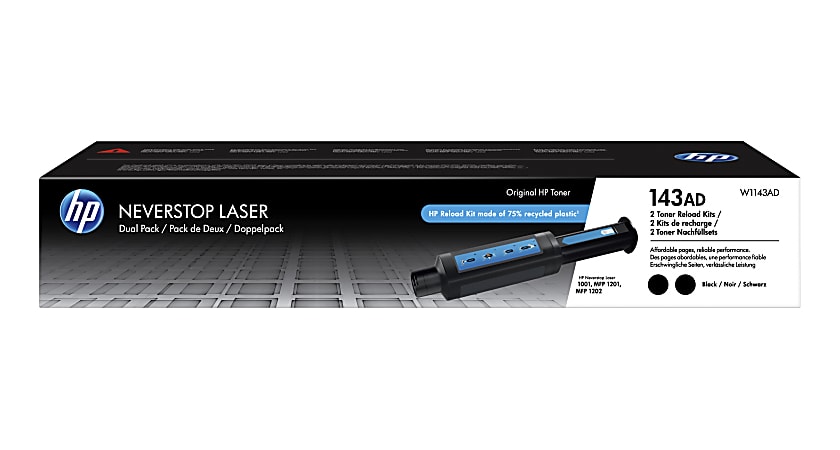 HP 143AD Neverstop Black Toner Reload Kit, Pack Of 2, W1143AD