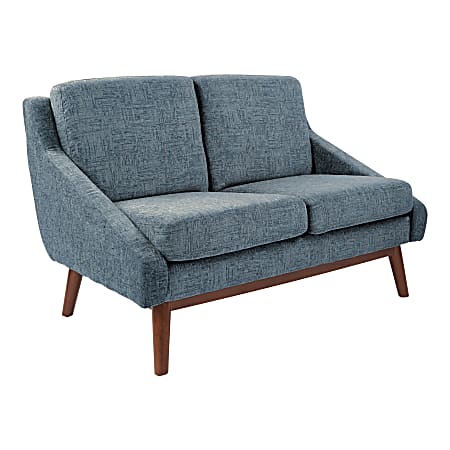 Office Star™ Davenport Mid-Century Loveseat, Navy/Coffee