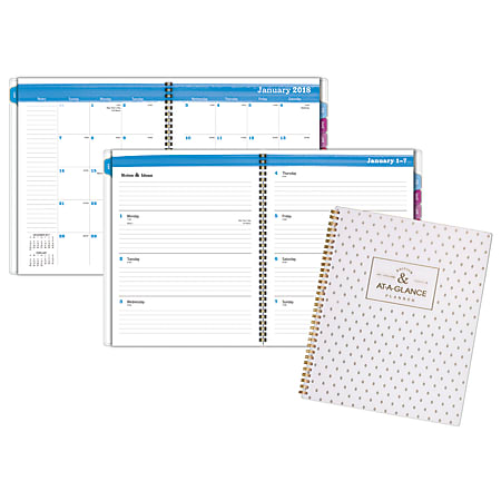 AT-A-GLANCE® Badge Weekly/Monthly Planner, 8 1/2" x 11", 60% Recycled, Gold Dot, January 2018 to December 2018 (1076-905-18)