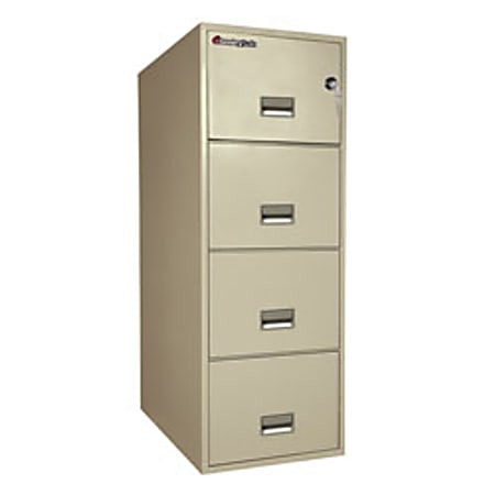 Sentry®Safe FIRE-SAFE® 4-Drawer Vertical File Cabinet, 53 5/8"H x 19 5/8"W x 31"D, Putty