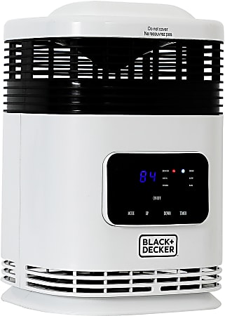 Black+Decker 360° Surround Ceramic Heater, 10-1/4"H x 7-5/8"W x 7-5/8"D, Black