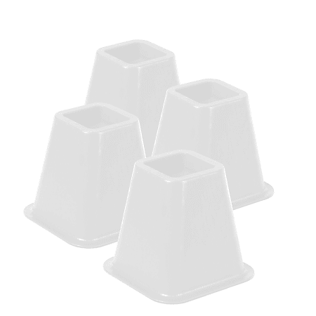 Honey-Can-Do Plastic Bed Risers, 6"H x 6 1/2"W x 6 1/2"D, Off-White, Pack Of 4