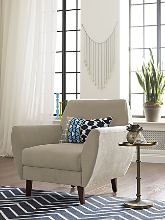 Elle Décor Amelie Mid-Century Modern Arm Chair, Beige/Chestnut